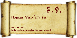 Hogya Valéria névjegykártya