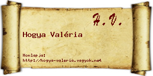 Hogya Valéria névjegykártya